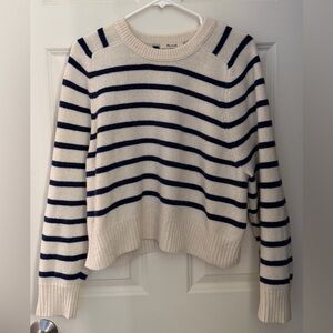 Madewell Cashmere & Wool Striped Sweater, Ivory/Navy, M